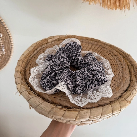 Elastici per Capelli in Tessuto di Pizzo Floreale Vintage Elegante Stile Pastorale Grandi Elastici per Donna Ragazza Accessori per Capelli Quotidiani