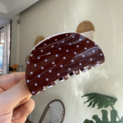 Retro Polka Dot Haarklammer Acryl Geometrische Shark Haarklammern Elegante Kaffee Blau Haarnadel Zubehör Für Damen