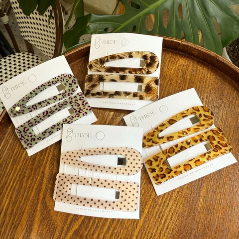 Ensemble de Barrettes BB en Acrylique à Imprimé Léopard et Pois Vintage pour Femmes Style Coréen Pinces Simples Goutte d'Eau et Rectangulaires