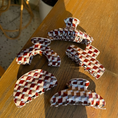Dames Geometrische Argyle Acryl Haarklem Grote Wolkvorm Haarspeld Handgemaakte Vintage Haaraccessoires Voor Dik Haar
