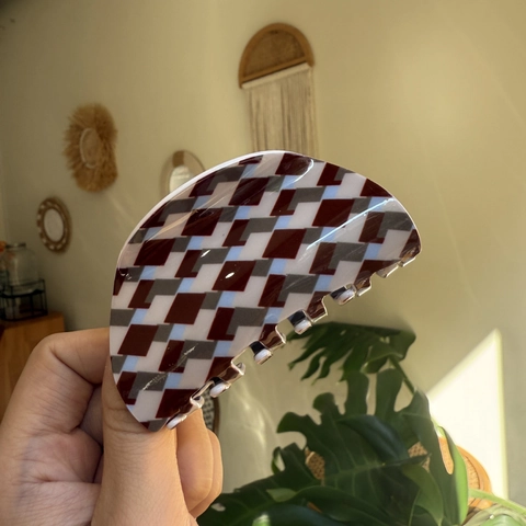 Dames Geometrische Argyle Acryl Haarklem Grote Wolkvorm Haarspeld Handgemaakte Vintage Haaraccessoires Voor Dik Haar