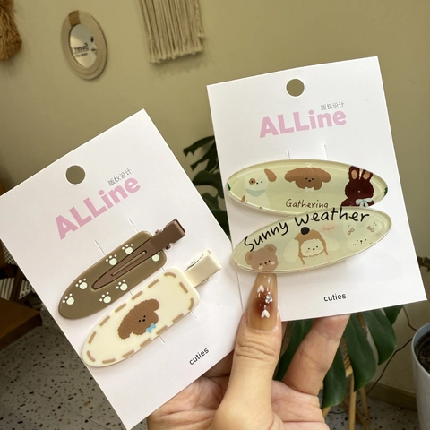 Lindas Pinzas para el Cabello de Acrílico Dibujos de Oso Conejo Perro Pinzas de Pico de Pato para Mujer Chicas Maquillaje Diario Accesorios
