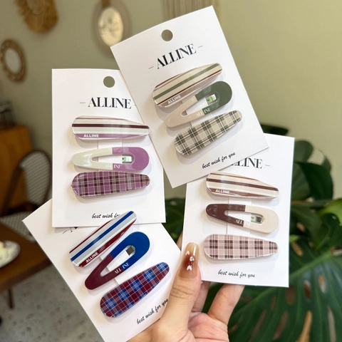 Acryl Karierte Gestreifte Haarspangen Vintage Preppy-Stil BB-Clips Für Damen Mädchen Mode Haarschmuck Für Täglich Schule