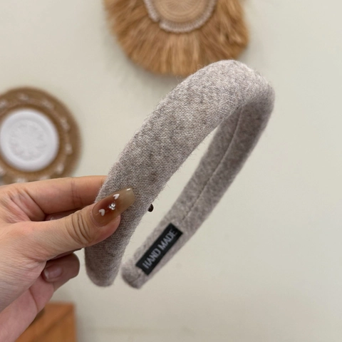 Diadema Vintage de Textura de Lana Gruesa para Mujer Banda para el Cabello de Parte Superior Alta Otoño Invierno Color Sólido Tocado de Peluche Hecho a Mano Accesorios de Moda para el Cabello