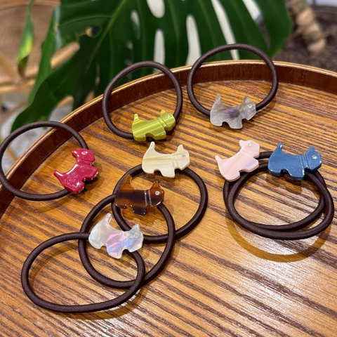 Elastico per Capelli in Acetato Coreano a Forma di Cane Scottie Con Strass Dolce e Carino Corda Elastica per Capelli Accessori per Capelli Donna