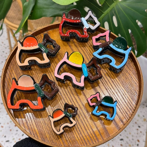 Süße Cartoon Hund Form Haarklammer Patchwork Bunte Hohle Kunststoff Haarnadeln Für Damen Mädchen Süße Tägliche Haarschmuck