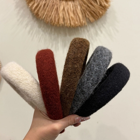 Cerchietto Spesso Effetto Feltro Da Donna Tinta Unita A Falda Larga Accessori Per Capelli Autunno Inverno Copricapo Minimalista