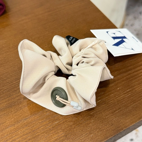 Korean Minimalist Solid Color Fabric Hair Ties Set With Button Knot Decor Scrunchies Vintage Hair Clips Claw Clips For Women Hair Accessories