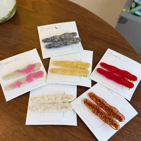 Pinzas Para El Pelo De Ondas De Acetato Estilo Coreano Textura De Mármol Clips Laterales Pasadores Irregulares Accesorios