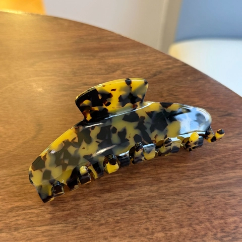 Molla per Capelli Rettangolare a Sette Denti in Acetato per Donna Motivo Leopardato Tartarugato Minimalista Shark Clip