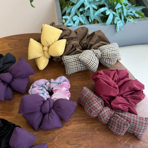 Vintage Große Schleife Haargummi Französischer Stil Karierter Stoff Elastische Haarbänder Süße Luftige Haarringe Elegantes Accessoires Damen Alltag