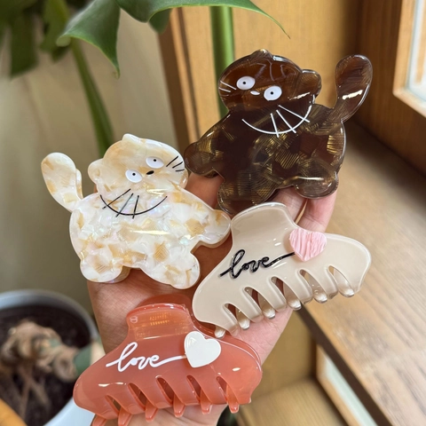 Simpatico Fermaglio per Capelli a Forma di Gatto in Acetato Marmorizzato Animale Clip a Squalo Cuore Lettera Accessori per Donna