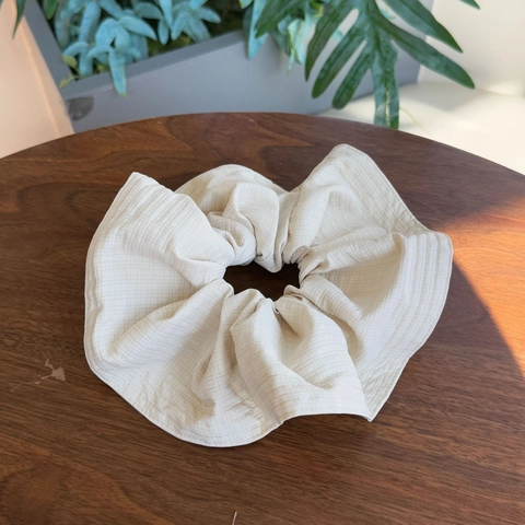 Women Large Checkered Canvas Scrunchies Elastic Hair Ties Gingham Oversized Ponytail Holders Sweet Style Hair Accessories