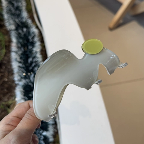 Pinza per Capelli in Acetato di Cellulosa Fatta a Mano Forma a Onda Patchwork Cremoso Antiscivolo Shark Clip Accessori Capelli Donna