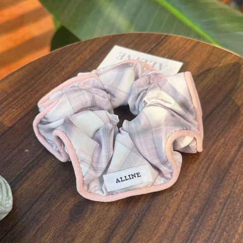 Vintage Checkered Plaid Scrunchie Morandi Color Soft Fabric Hair Tie Large Elastic Hair Band For Women Girls Daily Hair Accessory