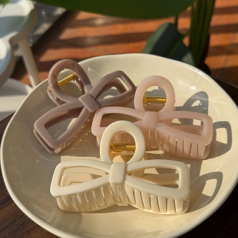 Grande Pinza per Capelli a Fiocco per Donna Minimalista Clip a Squalo in Acetato Accessori per Capelli Traforati di Moda