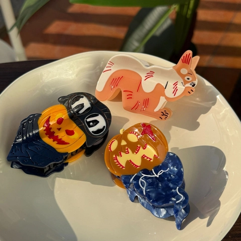 Halloween Acetat Haarkralle Böser Kürbis Hase Geist Skelett Festlicher Haarschmuck Für Damen Party Dekorativ Haarspange