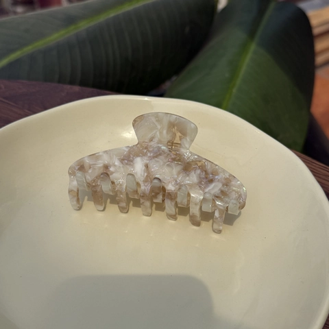 Elegante Pinza para el Cabello de Acetato Siete Dientes Textura de Mármol Pinza Tiburón Simple Moda Conmutación Accesorio para el Pelo Mujer