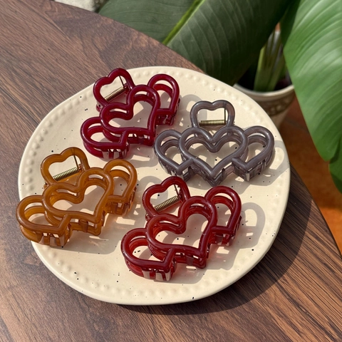 Pinza para el Pelo con Forma de Corazón Color Gelatina Pinza de Garra de Acrílico Accesorios de Peinado para Mujeres Niñas
