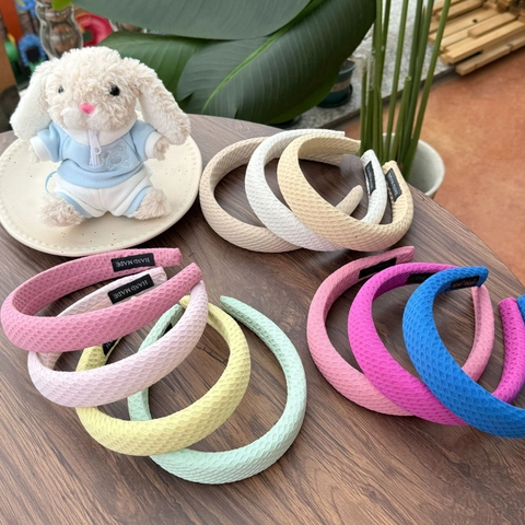 Handgefertigte Waffelstruktur Gepolstertes Stirnband Süße Bonbonfarben High Top Kopfschmuck Für Damen Haarschmuck Täglich Haarreif
