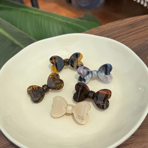 Handgefertigte Acetat Schleife Entenschnabel Haarspange Buntes Marmor Schildpatt Muster Haarnadel Süße Pony Seitenclip Damen