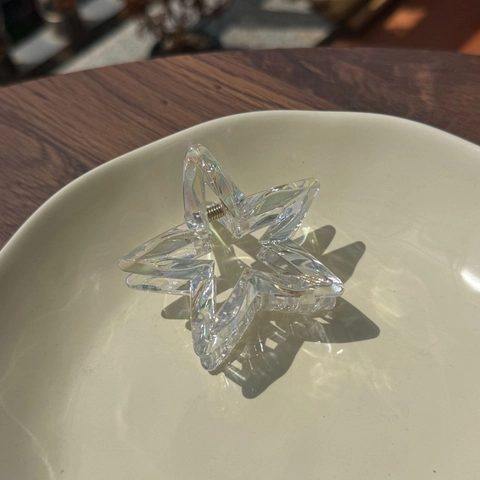 Irisierende Sternform Haarkralle Hohl Bunt Kunststoff Haargreifer Süß Klar Hai Clip Für Damen Mädchen Haarschmuck