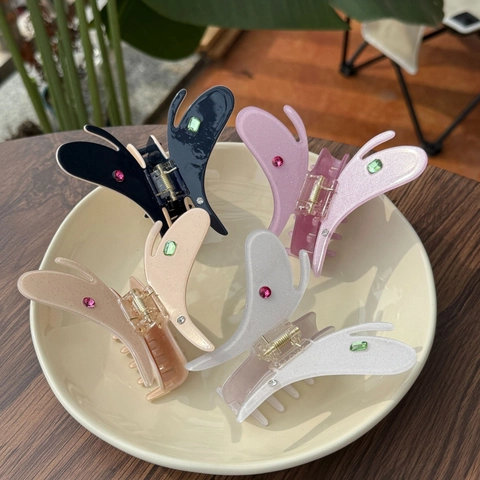 Schmetterling Acetat Haarklammer Funkelnde Strass Haarschmuck Für Damen Jelly Farbe Große Shark Clip Styling Tool