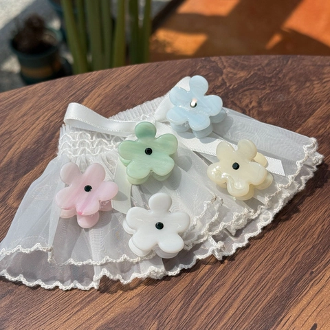 Mini Blumen Haarklammer Acetat Kleine Pony Clip Koreanische Süße Florale Haarschmuck Für Damen Mädchen Tägliche Haar Dekoration Zubehör