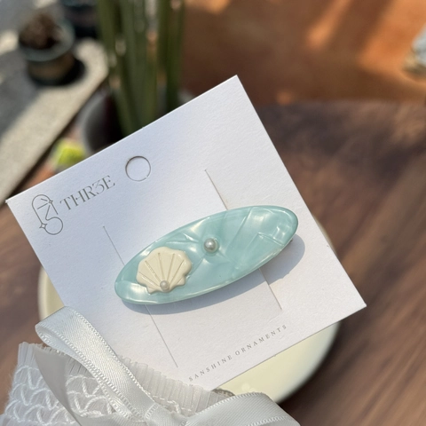 Juego de Pinzas para el Cabello de Acetato Estilo Oceánico Con Concha Estrella de Mar Perla Artificial de Imitación Mármol Mujer Niña