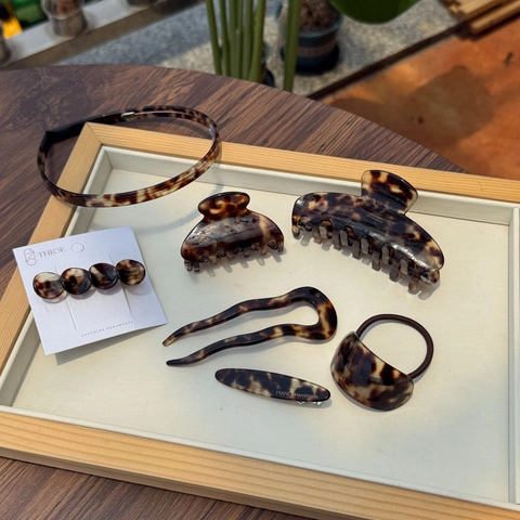 Accessori per Capelli in Acetato di Cellulosa con Motivo a Tartaruga Moda Coreana Donna Clip per Capelli Trasparente
