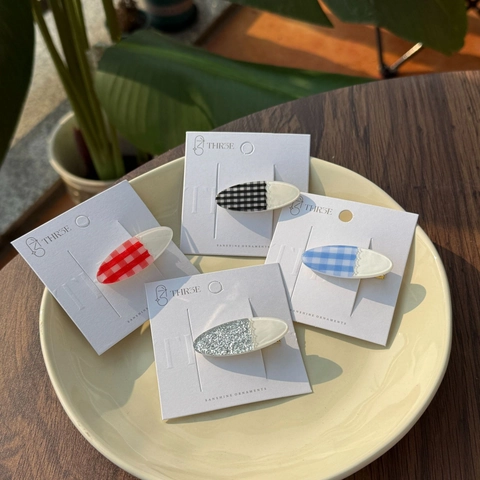 Süße Ovale Acryl Haarspangen Plaid Gitter Patchwork Spitzenkante Glitzer Entenschnabel Clips Hübscher Haarschmuck Damen Mädchen Styling