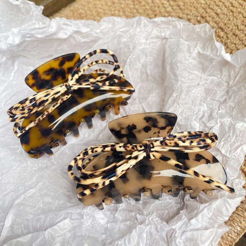 Acetate Bow Knot Hair Claw Clip Large Tortoise Shell Leopard Print Shark Clip Elegant Simple Hair Accessory For Women