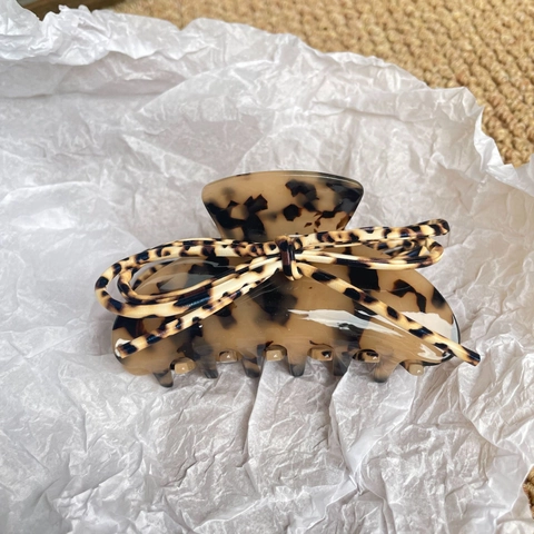 Acetate Bow Knot Hair Claw Clip Large Tortoise Shell Leopard Print Shark Clip Elegant Simple Hair Accessory For Women