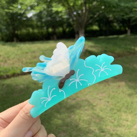 Elegant Acetate Butterfly Hair Claw Clip For Women Fashion Large Hair Crab Clip Sweet Floral Butterfly Hair Accessory