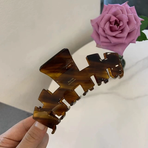 Französisch Elegante Acetat Große Haarklammer Vintage Schildpatt Marmormuster Geometrische Haarspange Barrette Für Damen