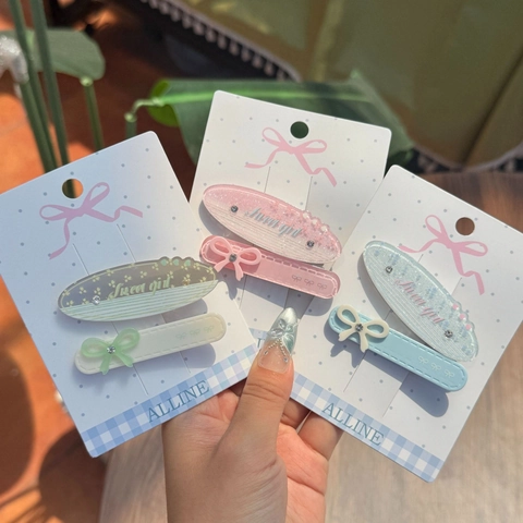 Süßes Schleife Strass Haarspangen Set Acryl Stern Entenschnabel Clip Für Mädchen Frauen Täglich Dekorative Haarschmuck