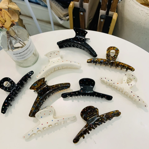 Pinza de Pelo Grande de Acetato con Diamantes de Imitación de Colores Carey Pinzas Geométricas para Mujer Accesorios Elegantes para el Peinado