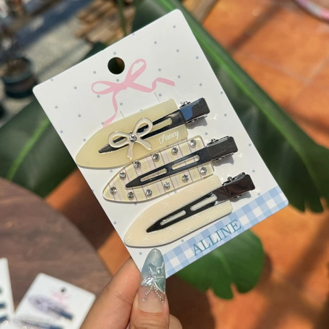 Pinzas para el Cabello de Acrílico con Lazo y Strass Pico de Pato de Metal Rayas Cuadros Horquillas para Mujer Niña Uso Diario