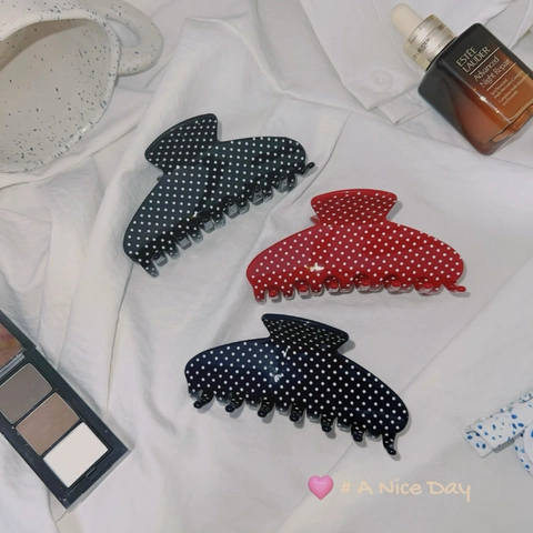 Molla per Capelli Vintage in Acetato a Pois per Donna Supporto per Coda di Cavallo Alta Semicerchio Stile Francese Accessorio