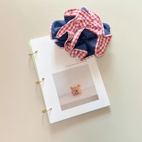 Estilo Preppy Británico Bloque de Color Cuadros Gingham Rayado Horizontal Coleteros Grandes Dulce Plisado Tela Coleteros Para Mujeres Accesorios Diarios Para el Cabello