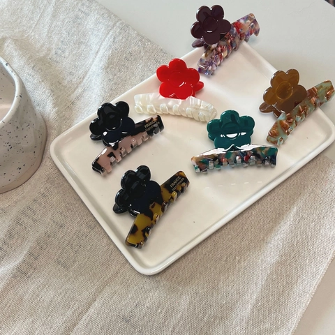 Handmade Acetate Flower Hair Claw Clip Colorful Floral Shark Clip For Women Small Sweet Hair Accessories Hair Grip