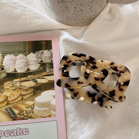 Pinza per Capelli in Acetato Tartarugato Vintage per Donna Minimalista a Forma di Pretzel Elegante Accessorio per Capelli