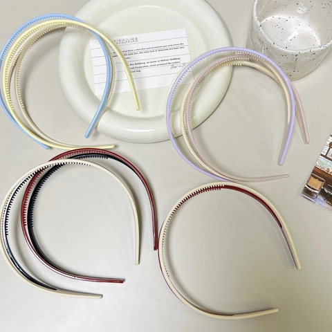 Candy Color Spliced Cloth Headband For Women Splicing Non-Slip Hair Band With Teeth For Face Washing Simple Style Headpiece