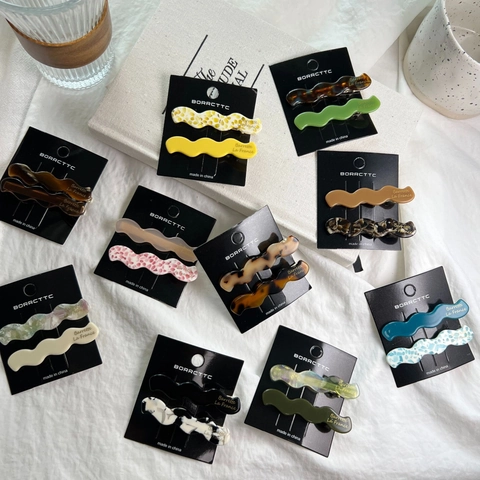 Französische Vintage Wellenförmige Acetat Haarclips Für Damen Elegante Marmor Schildpatt Muster Seite Entenschnabel Clip Süße Haarnadeln Styling Zubehör