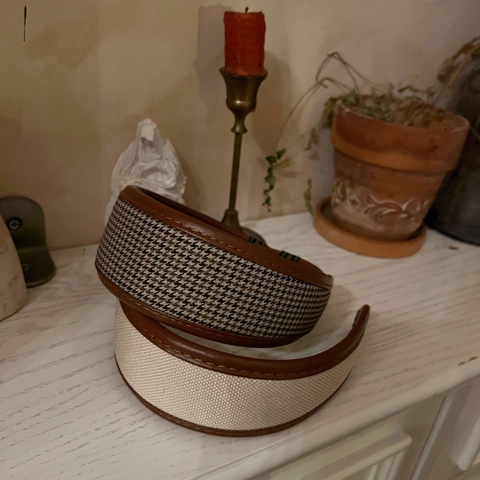Diadema Ancha de Pata de Gallo Retro Francés Elegante Banda de Tela para el Cabello Con Borde de Cuero Accesorios para el Cabello de Mujer