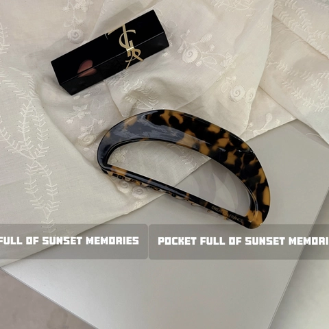Retro Acetate Hair Claw Large Shark Clip Half Moon Hair Catch Tortoiseshell Marble Texture Elegant Hair Accessories For Women