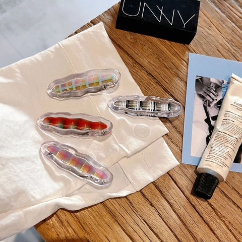 Süße Acetat Wellenförmige Karo Haarspange Für Damen Karierte Entenschnabelklemme Bunte Karo Seitenclip Täglicher Haarschmuck