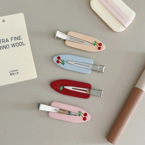 Franse Stijl Zoete Kers Haarspeld Acetaat Eendenbekklem Strass Ingelegde Haaraccessoires Voor Dames Meisjes Styling Tool
