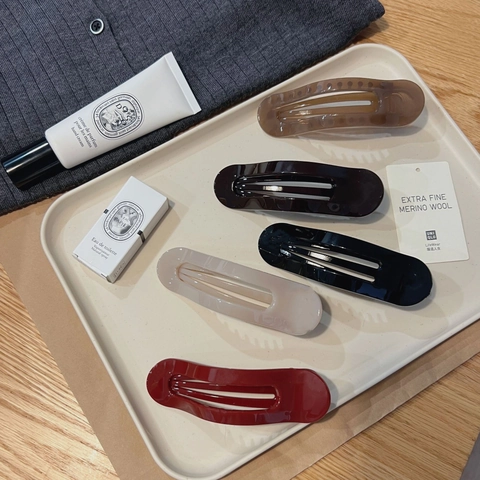 Pinza para el Pelo de Acetato Grande Minimalista Francesa Elegante Pasador Hueco de Carey Color Sólido para Mujer Diario