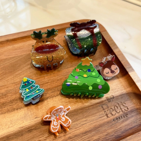 Süße Weihnachten Haarkrallen Acryl Glitzer Weihnachtsmann Rentier Lebkuchenmann Haarklammern Für Damen Festival Haarschmuck